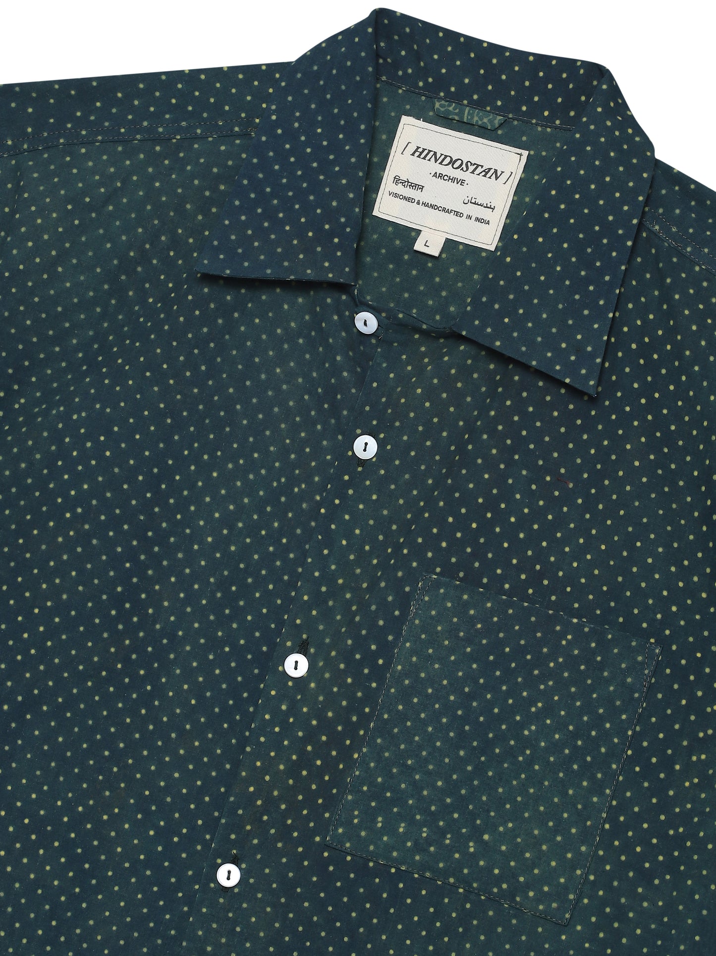 GREEN AJRAKH SHIRT WITH BORDER [UNISEX]