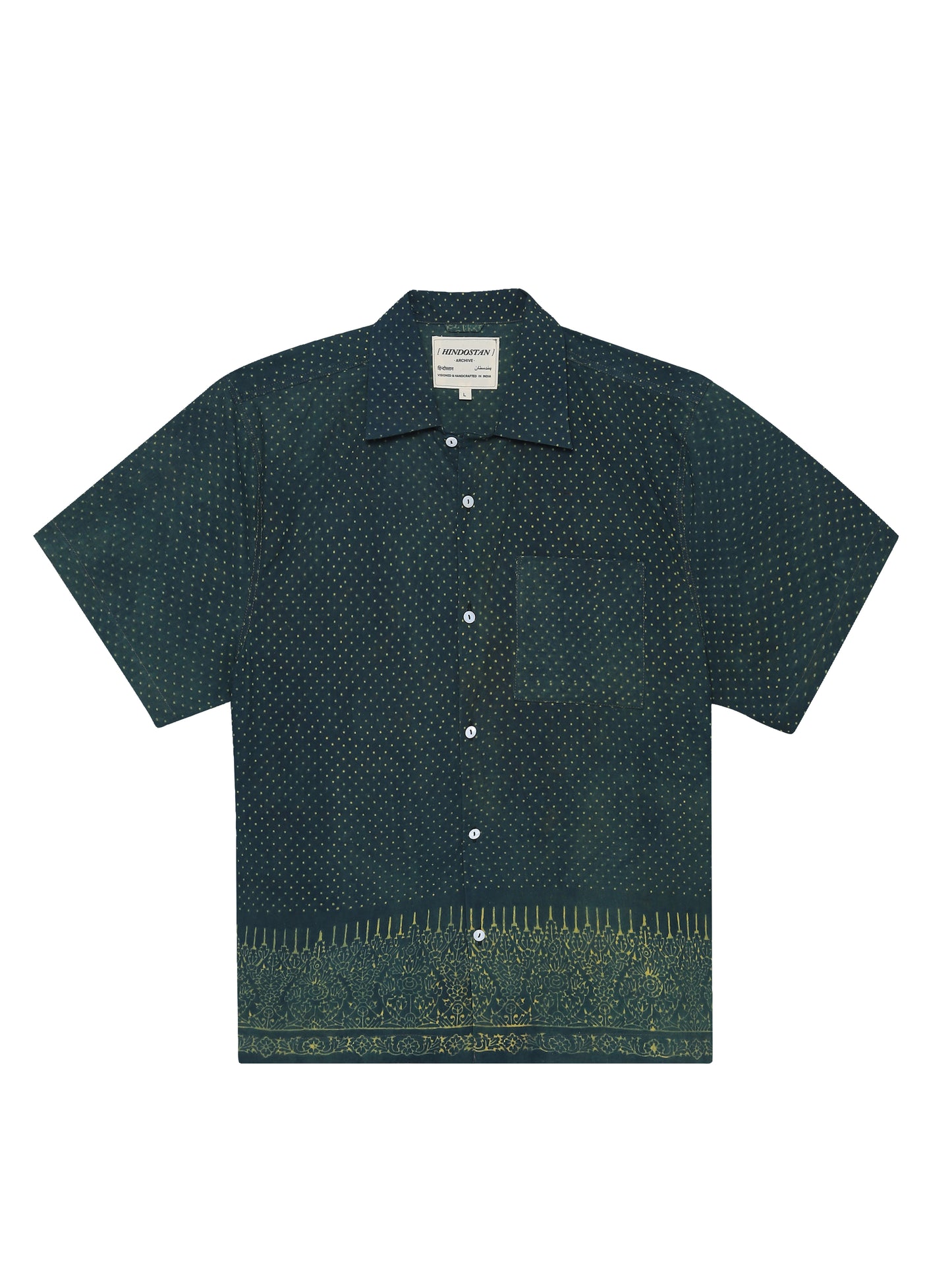 GREEN AJRAKH SHIRT WITH BORDER [UNISEX]