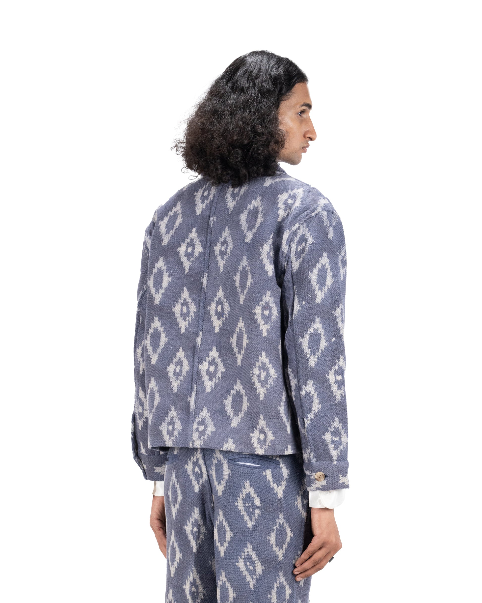 INDIGO DYED HANDWOVEN JACKET - Hindostan Archive 