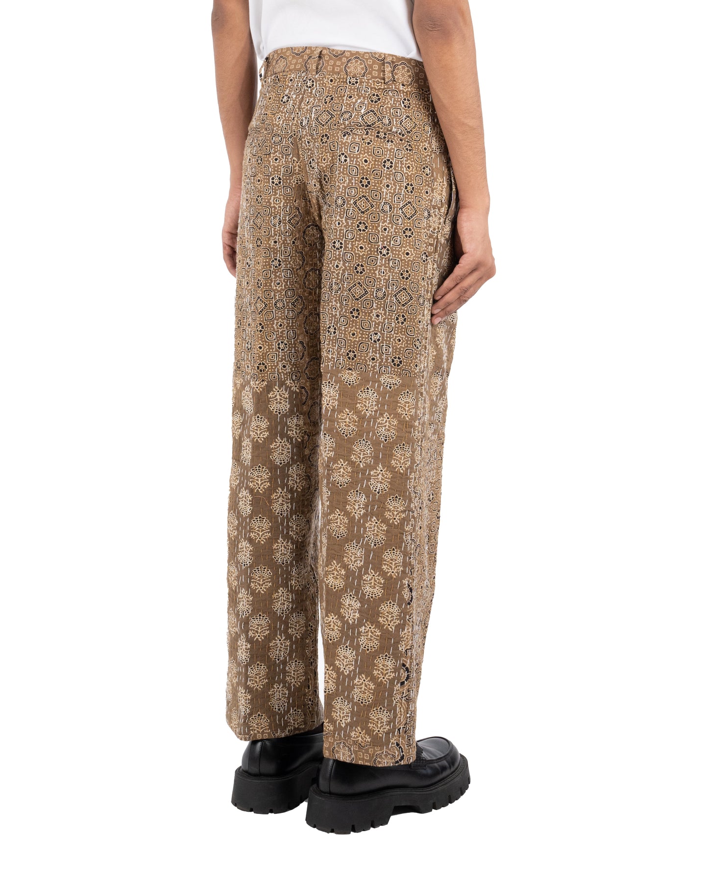 AJRAKH PATCHWORK PLEATED TROUSERS - Hindostan Archive 